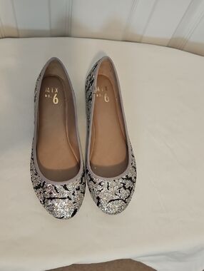 Mix No. 6 Silver Glitter and Black Pattern Ballet Flats